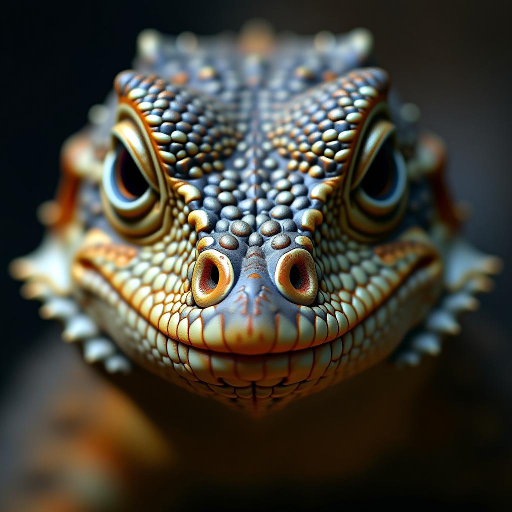  close up of a scaly reptile's face