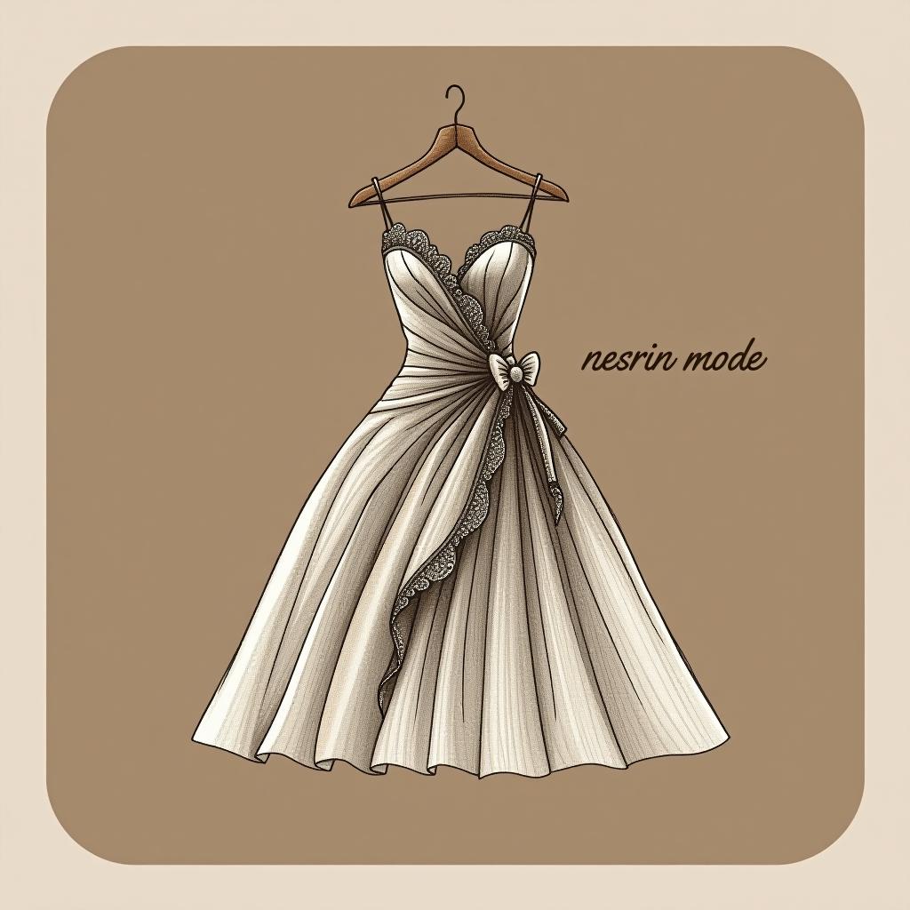  design a logo, in a pencil style. erstelle mir ein logo für ein kleider laden elegant aber auffällig mit kleider haute couture mit dem namen beige und weiß , with the text 'nesrin mode '.