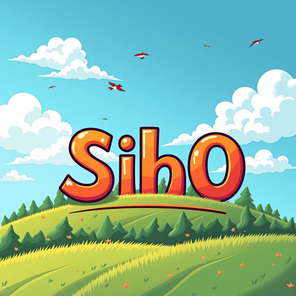  make a logo with a outside playground with siho written on the sky