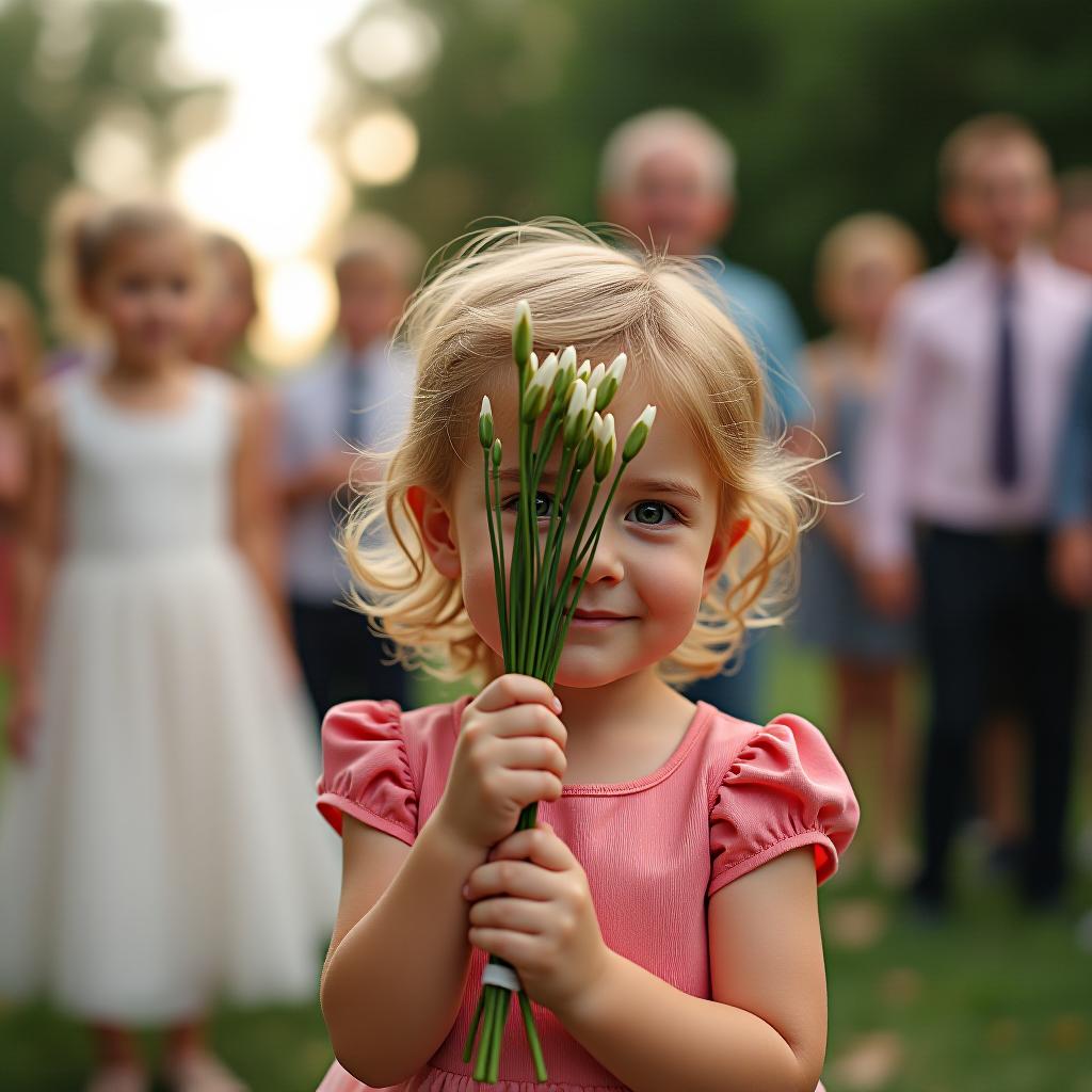  children hold a bouquet on september 1st.