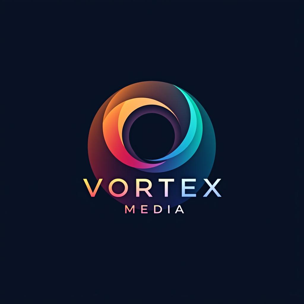  design a logo, design an abstract logo for ‘vortex media’ featuring a vortex shape, symbolizing dynamic energy and creative flow.