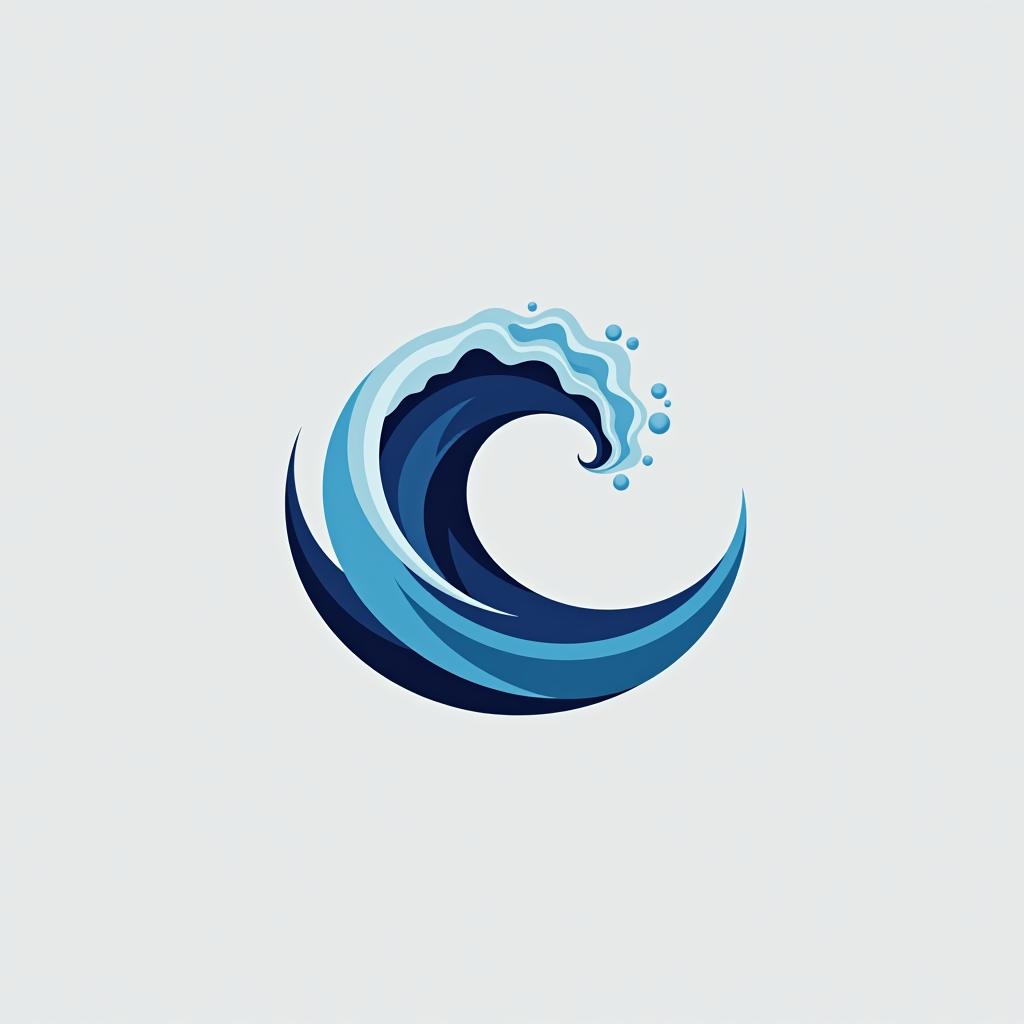  design a logo, logo with a wave, white background, logo style, flat