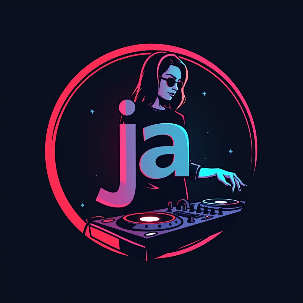  design a logo, logo pour affiche disc jockey , with the text 'ja'.