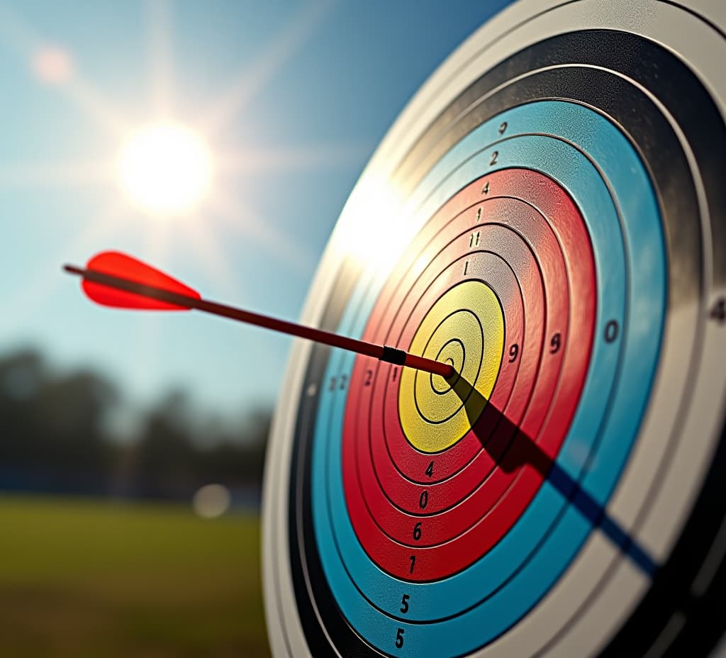  precision in the sun: an ultra realistic depiction of arrows striking the bullseye of a target