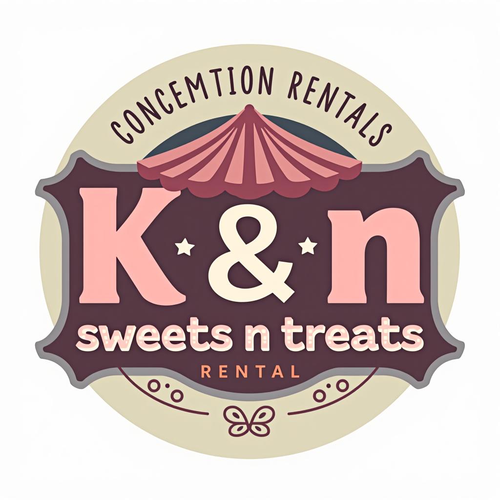  design a logo, k and n concession rentals, with the text 'k and n sweets n treats rental'.