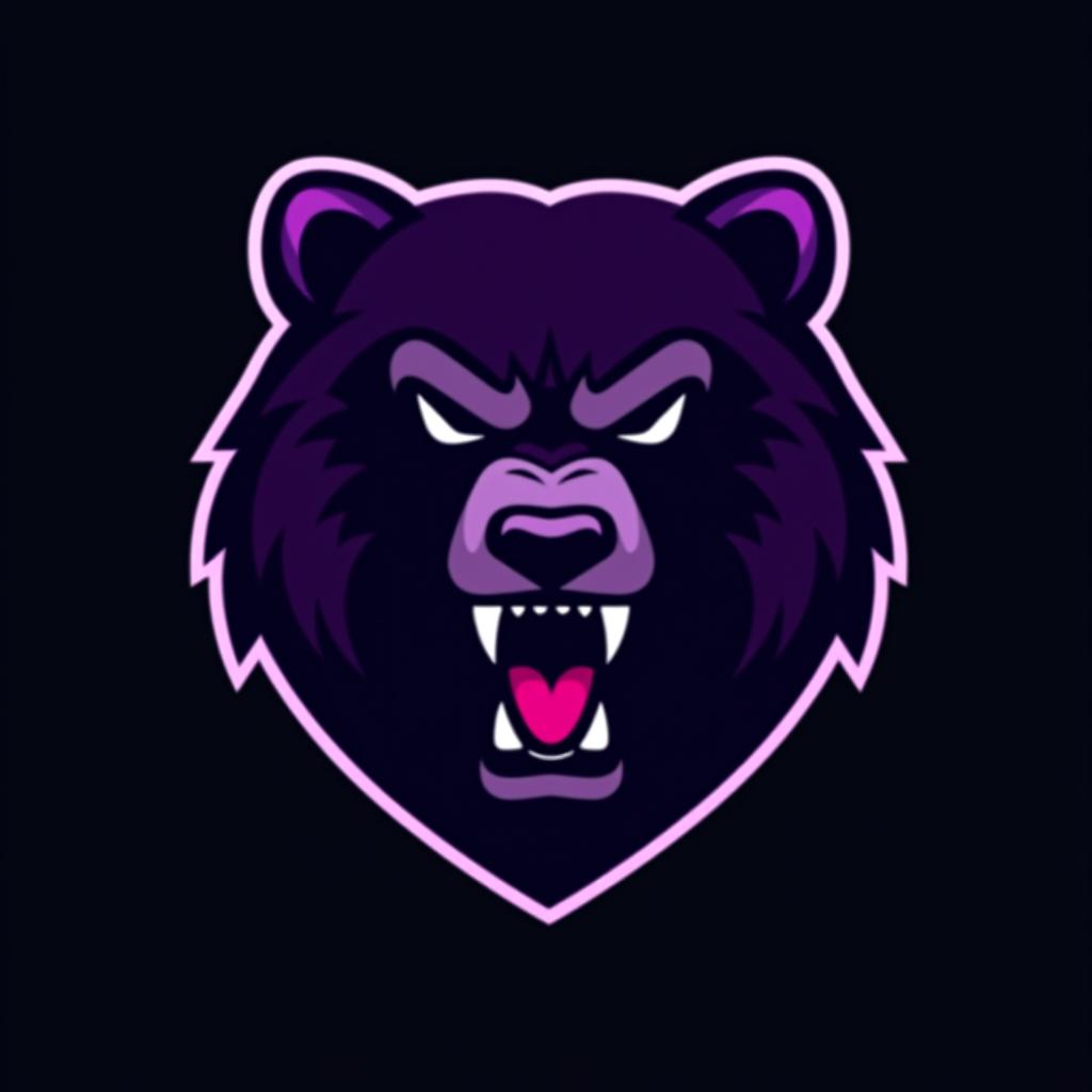  design a logo, esports logo, angry bear, black and purple color