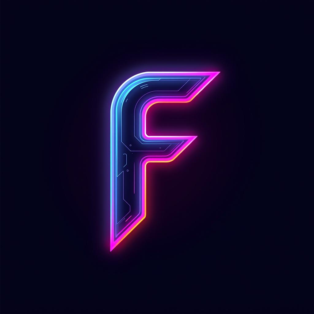  a streetwear company with the letter “f” and an image of a bomb, (logo), advanced, high tech, sleek, sci fi, abstract, digital elements, metallic, neon colors, progressive