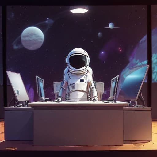 A long week of work in Cartoon style with Space background