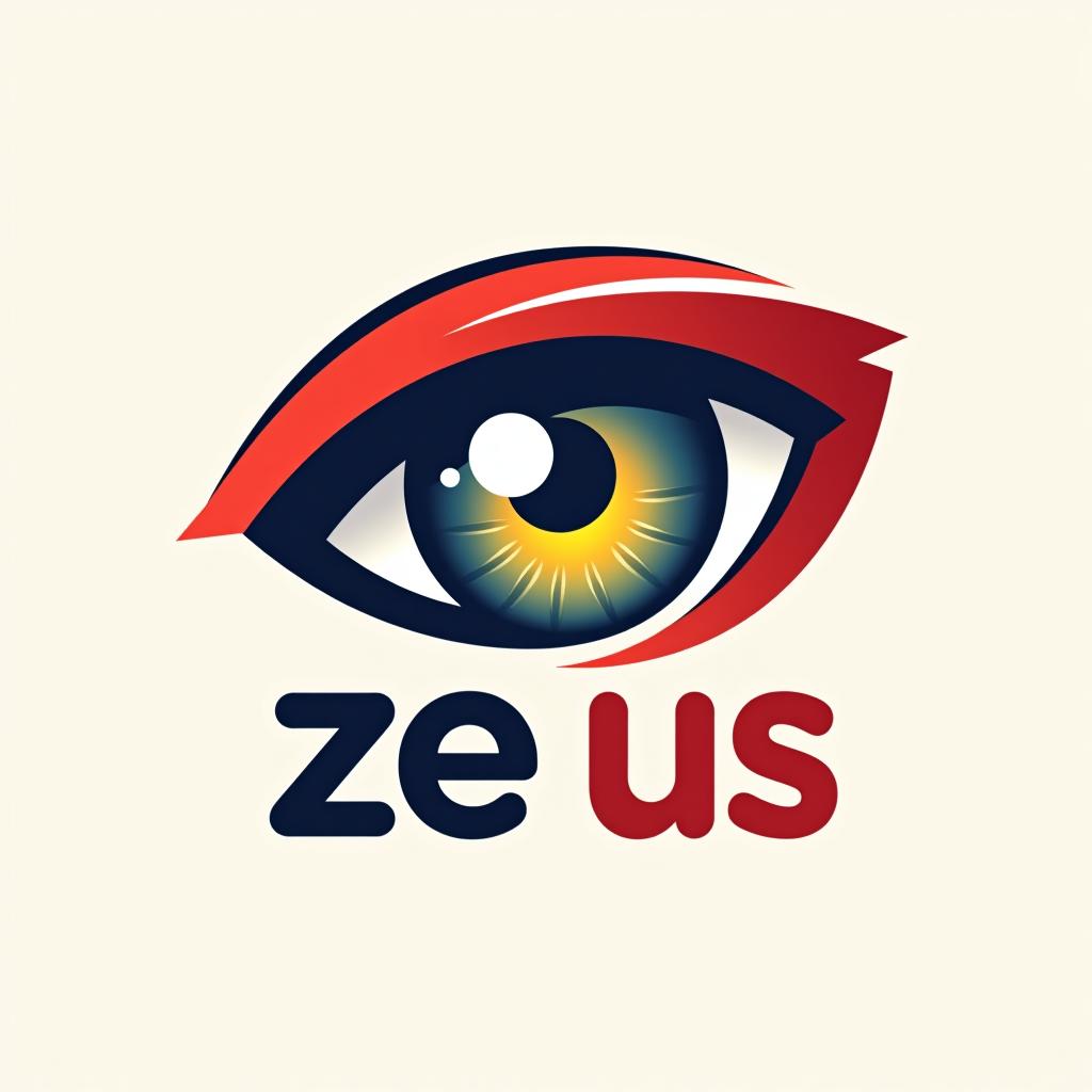  design a logo, un ojo simulando un estadio deportivo , with the text 'ze us'.