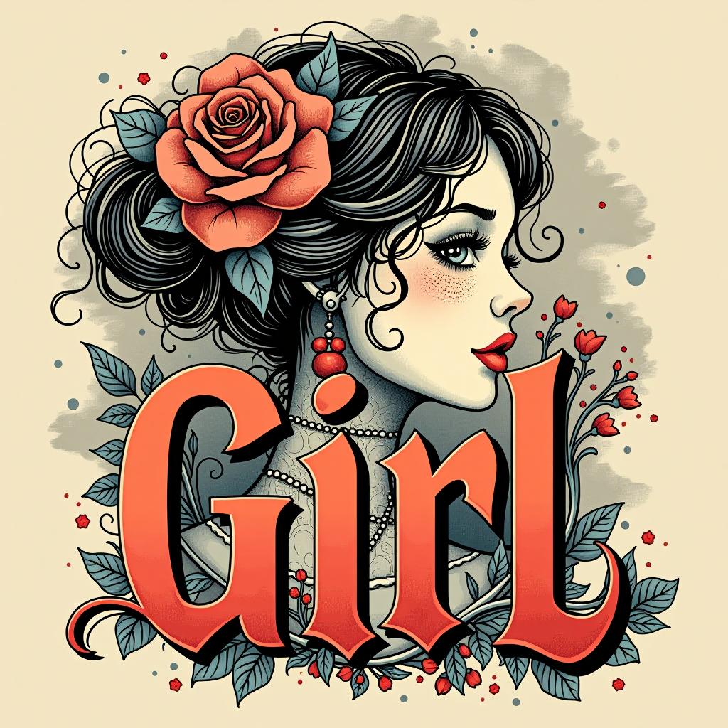  typographic art girl, stylized, intricate, detailed, artistic, text based