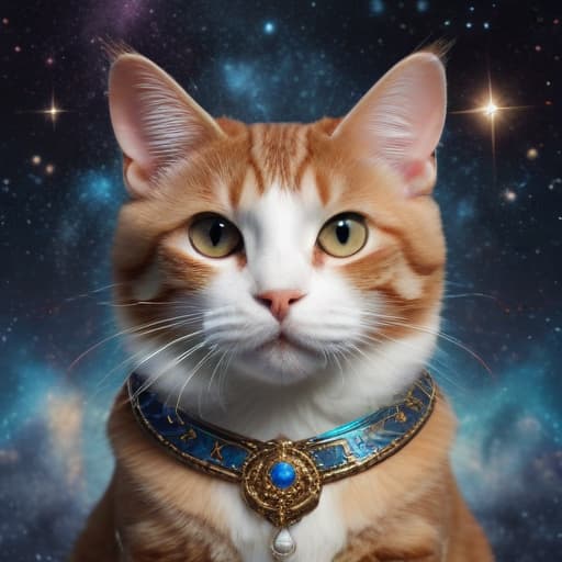 Cat in Mythological style with Space background