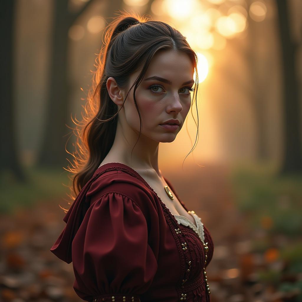  morning, autumn dawn. hyperrealistic, full body, detailed clothing, highly detailed, cinematic lighting, stunningly beautiful, intricate, sharp focus, f/1. 8, 85mm, (centered image composition), (professionally color graded), ((bright soft diffused light)), volumetric fog, trending on instagram, trending on tumblr, HDR 4K, 8K