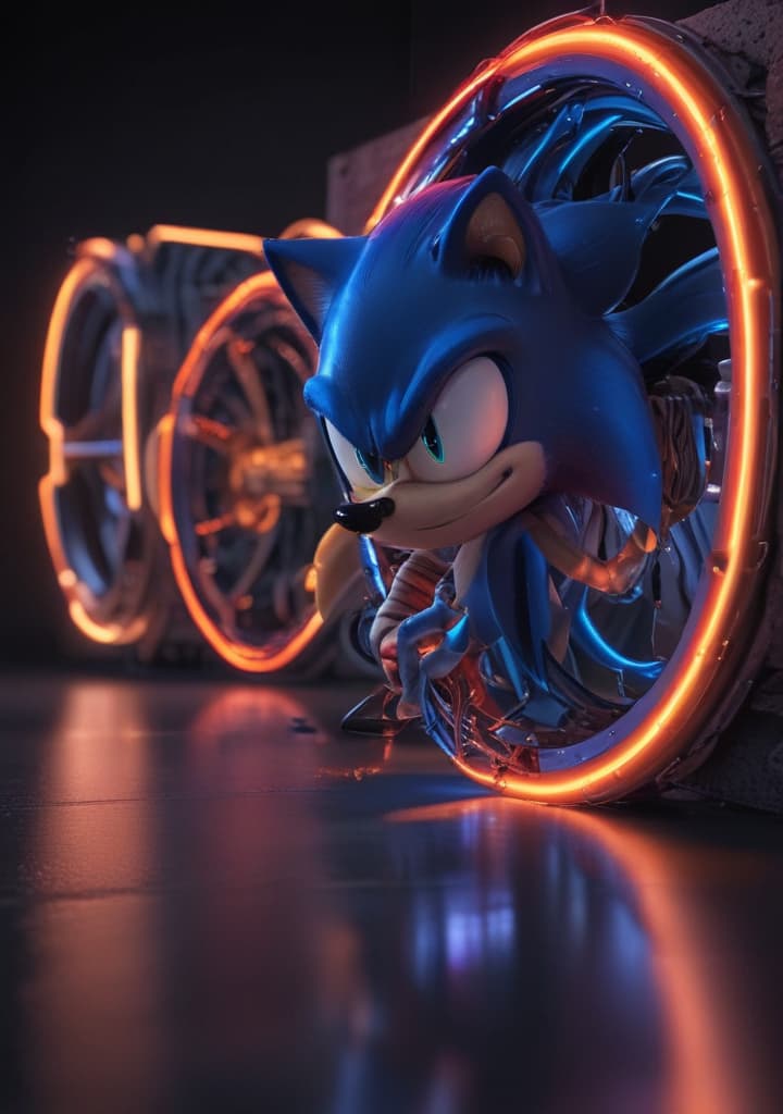 sonic neon highly detailed,studio lighting,professional,vivid colors, cinematic lighting, HDR, UHD, 4K, 8k, 64K