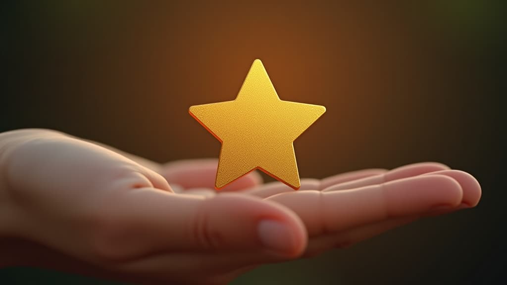  a hand holding a gold customer satisfaction review star