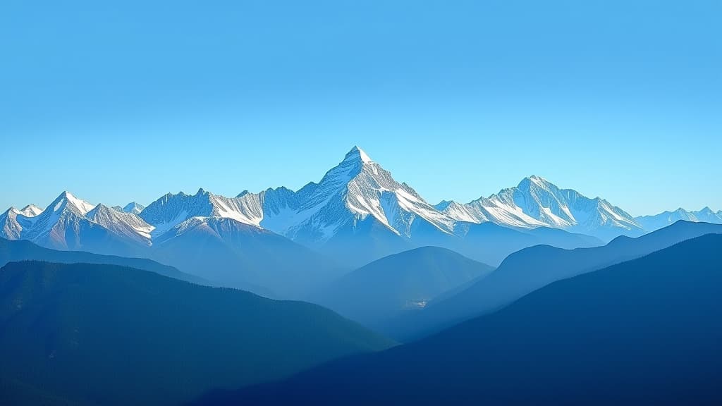  a mountain range with a blue sky in the background