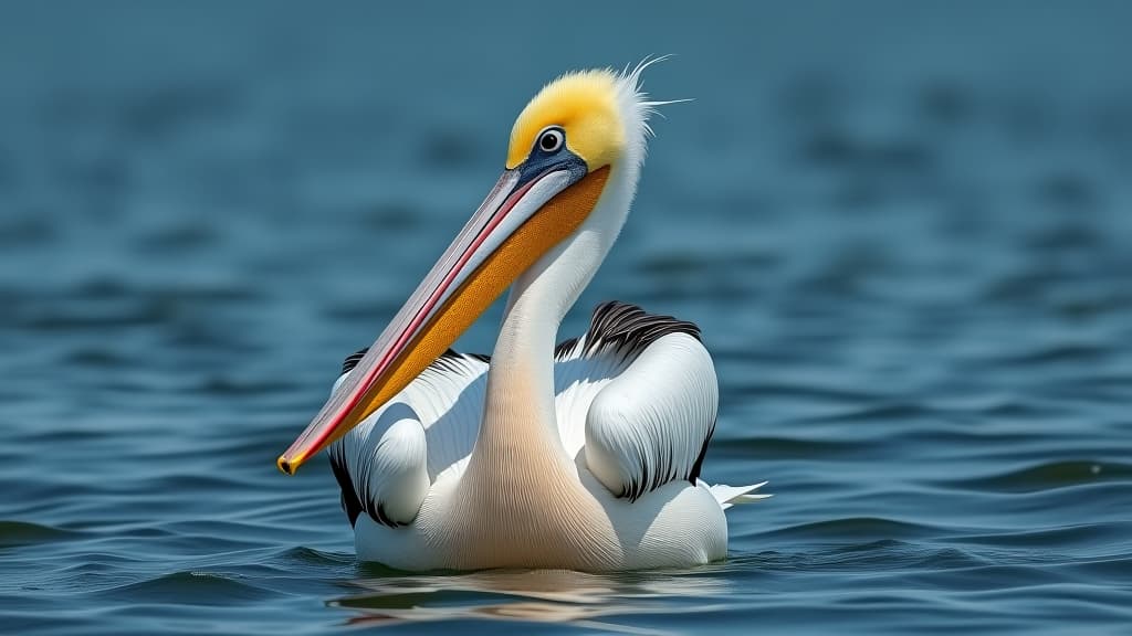  graceful pelican on the water, 4k hyperrealistic photo