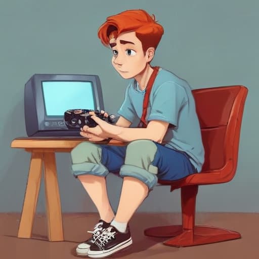 Junge mit spielconsole in Cartoon style