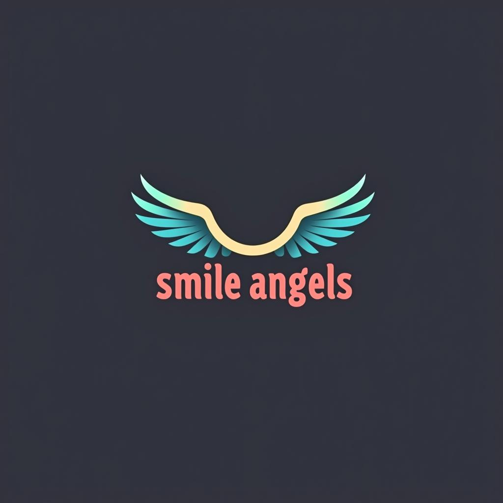  design a logo, in a geometric style. 水彩スタイル、水のロゴ、水色のグラデーションカラー、白背景。, with the text 'smile angels'.