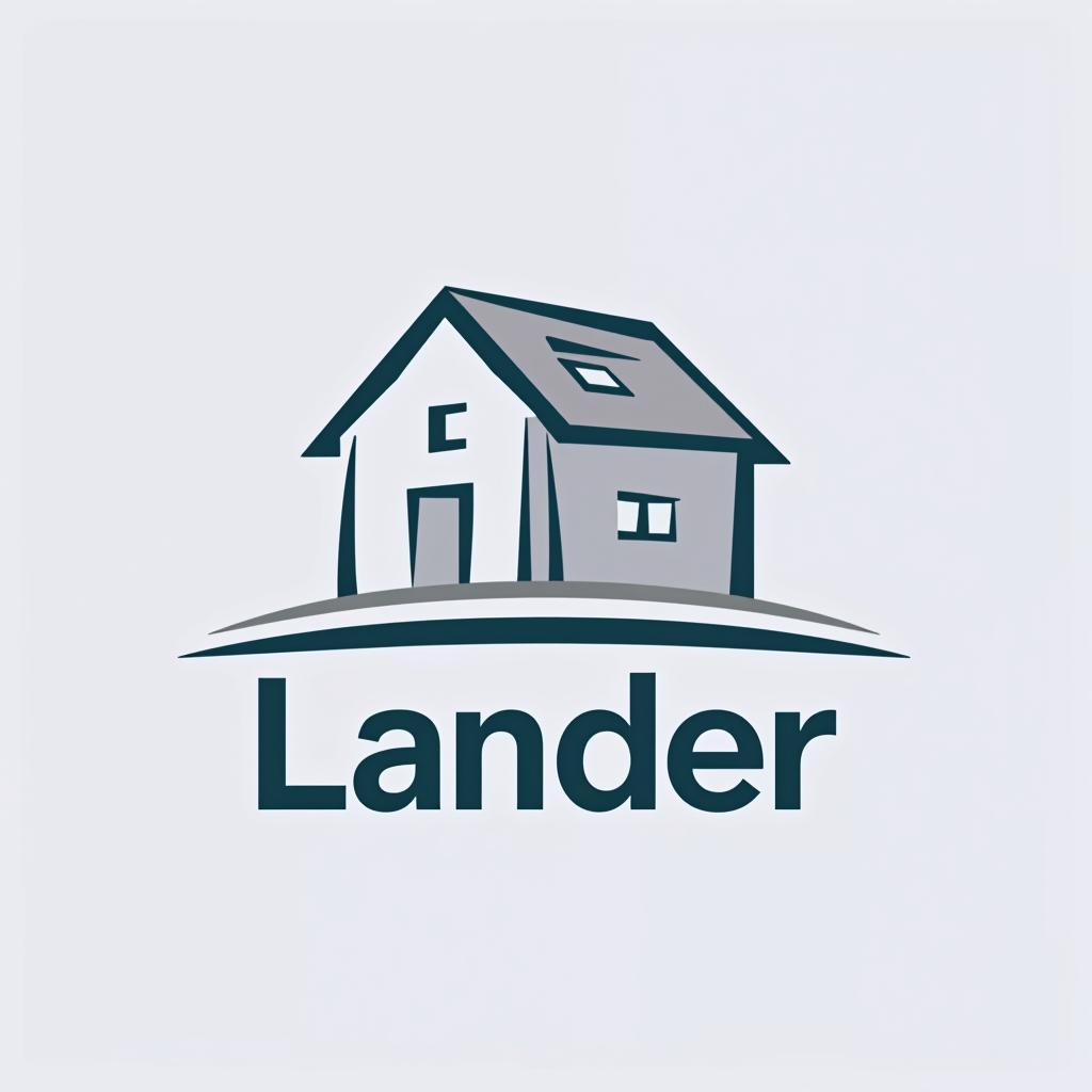  design a logo, minimal line logo in the theme of real estate, with the text ‘lander’