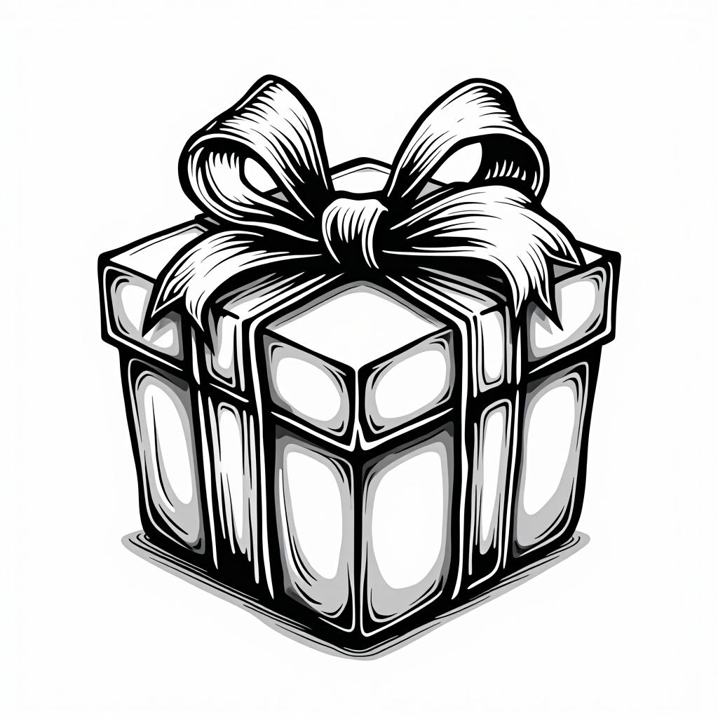  gift , (logo:1.15), black and white, hq, hightly detailed, 4k