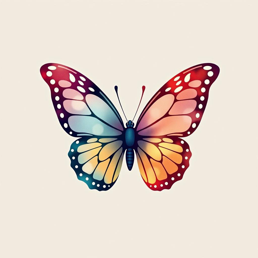  design a logo, watercolor style, logo of a butterfly, beautiful colors