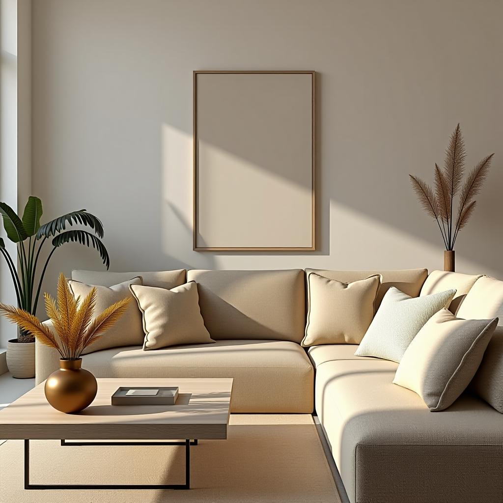  capture a hyperrealistic and highly detailed 8k photograph using a sharp focus 35mm f/1.8 prime lens. this unedited image features a symmetrical balance and is enhanced with hdr and bright, soft, diffused light for a cinematic atmosphere. the scene is set in a family room, embodying a minimalist style with clean lines, uncluttered spaces, and serene functionality, perfect for quality time. the décor includes sleek minimalism with zigzag wave wool upholstery and dense furnishings. the color palette features dominant citrine white (rgb 250 247 214), complemented by pear (rgb 209 226 49), and accented with seance (rgb 115 30 143), creating a visually stunning environment.