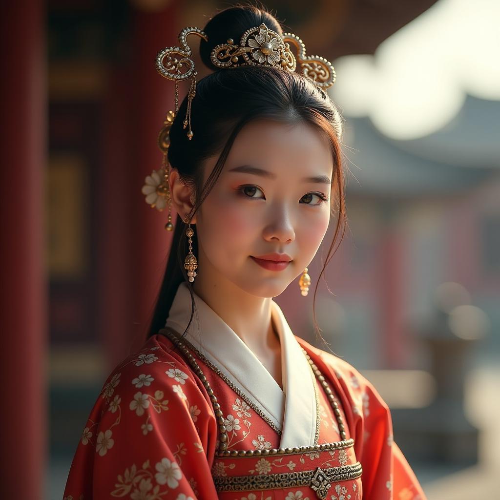  in 16th centry, chinese princess in sarashi at palace, high quality, high details, hd, perfect composition, 4k epic detailed, highly detailed, sharp focus, high resolution