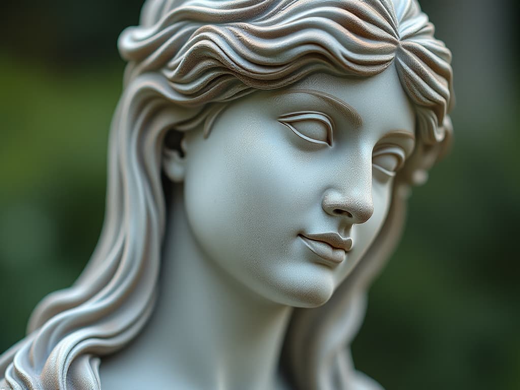  beautiful close up of a statue, serene expression