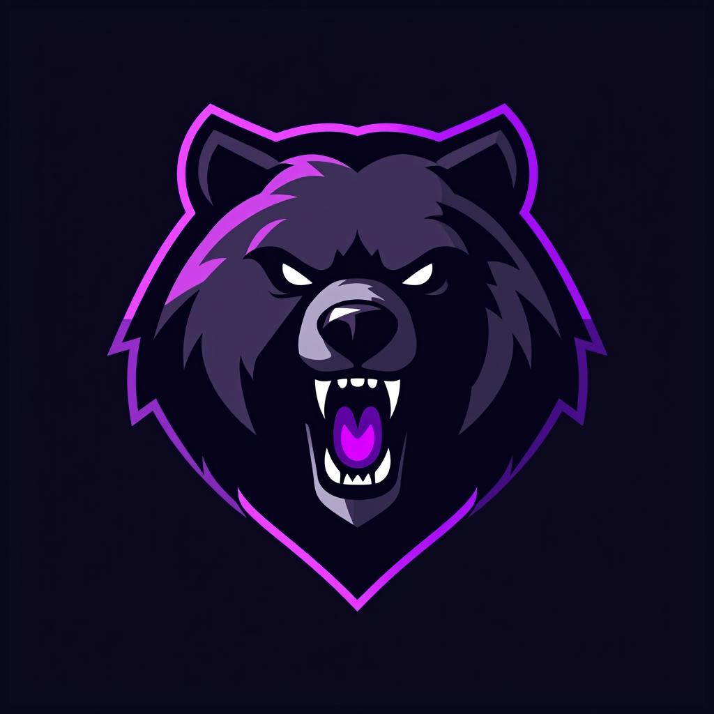  design a logo, esports logo, angry bear, black and purple color