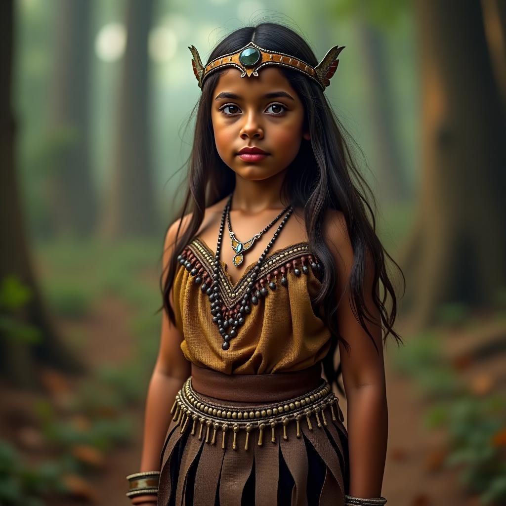  girl in an amazonian style dress.