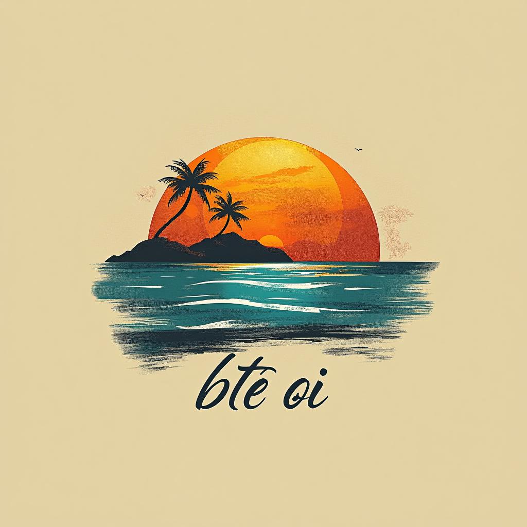  design a logo, logo reprenant les formes de l’île de la réunion avec couleur tropical , with the text 'bte oi'.