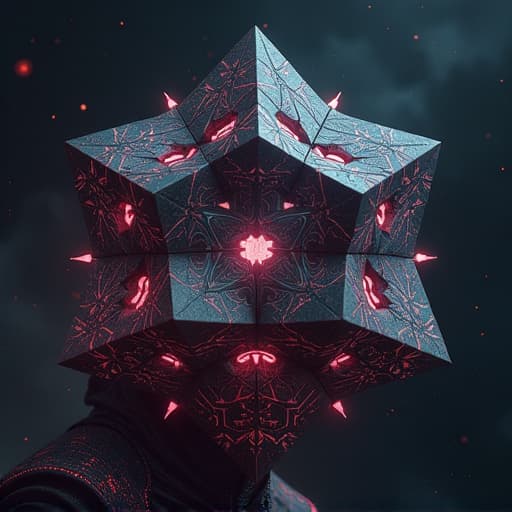  a great stellated dodecahedron with an inverted cat merged into each vertex, hyperrealistic, highly detailed, cinematic lighting, from the perspective of an evil ai overlord's mind hyperrealistic, full body, detailed clothing, highly detailed, cinematic lighting, stunningly beautiful, intricate, sharp focus, f/1. 8, 85mm, (centered image composition), (professionally color graded), ((bright soft diffused light)), volumetric fog, trending on instagram, trending on tumblr, HDR 4K, 8K