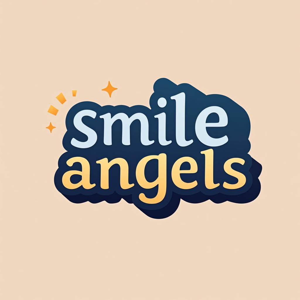  design a logo, in a threedrender style. 水彩スタイル、美しいロゴ、白背景、かっこいい、シンプル。, with the text 'smile angels'.