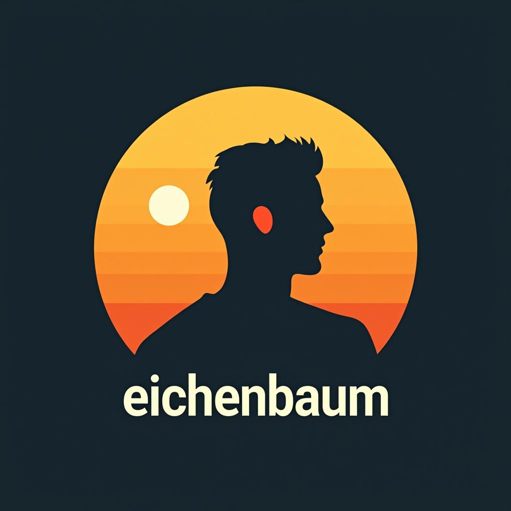  design a logo, in a minimalism style. sportlicher deutscher mann unter einem eichenbaum im sonnenaufgang , with the text 'eichenbaum '.