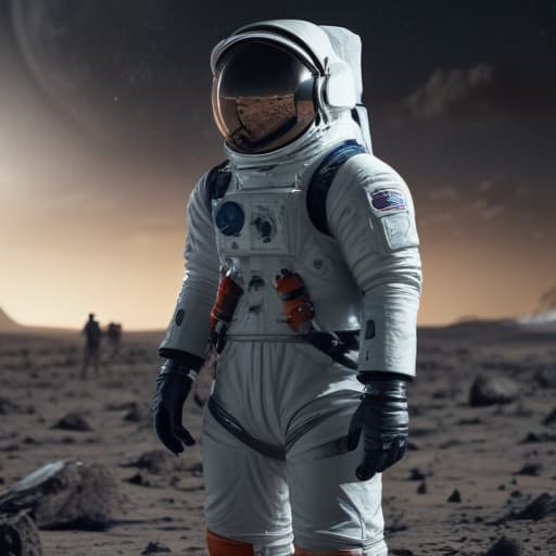 man on the moon hyperrealistic, full body, detailed clothing, highly detailed, cinematic lighting, stunningly beautiful, intricate, sharp focus, f/1. 8, 85mm, (centered image composition), (professionally color graded), ((bright soft diffused light)), volumetric fog, trending on instagram, trending on tumblr, HDR 4K, 8K