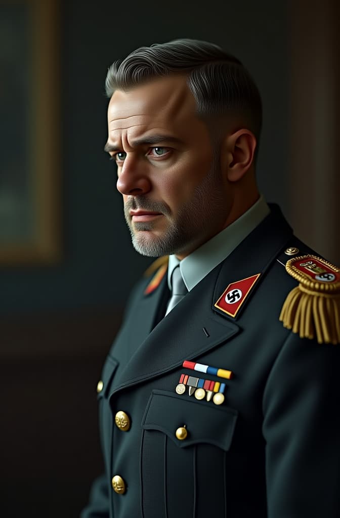  amit shah dressed as a nazi, realistic, portrait, art by donato giancola and greg rutkowski, realistic face, digital art, trending on artstation hyperrealistic, full body, detailed clothing, highly detailed, cinematic lighting, stunningly beautiful, intricate, sharp focus, f/1. 8, 85mm, (centered image composition), (professionally color graded), ((bright soft diffused light)), volumetric fog, trending on instagram, trending on tumblr, HDR 4K, 8K