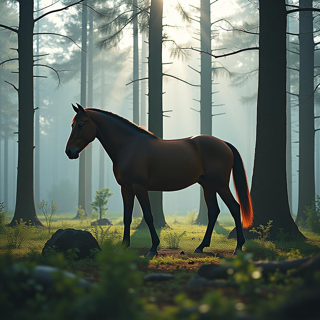  double exposure of a forest and a horse