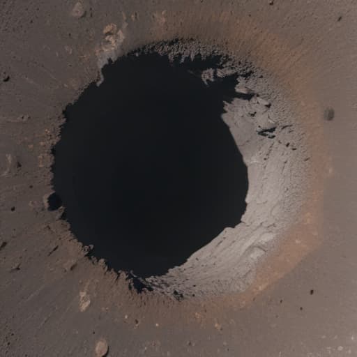 simple crater with mechanical debris from above