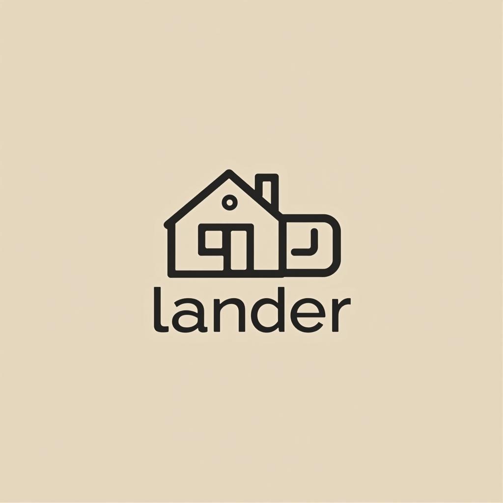  logo, minimal line logo in the theme of real estate, with the text ‘lander’