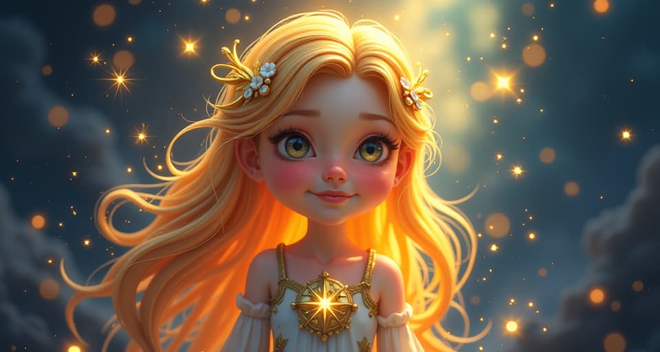  a radiant spirit with a deliberate expression, surrounded by mystical symbols of light. the environment brims with intensely focused energy.. the style is digital art illustration,highly detailed, whimsical,magical, dreamlike atmosphere, realism and fantasy blend, smooth, glossy textures,luminous quality, wonder and enchantment.