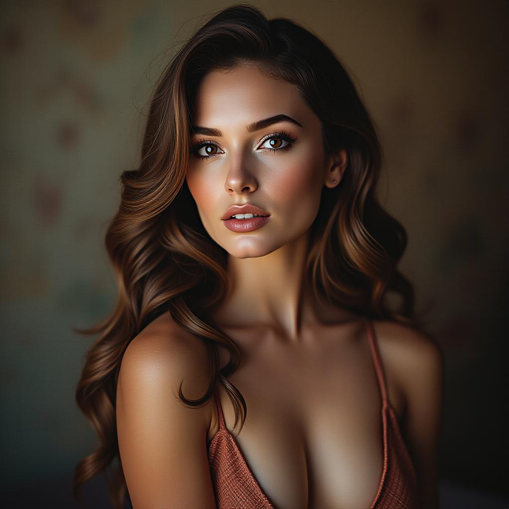  portrait of a beautiful completely unclad woman, pin up style