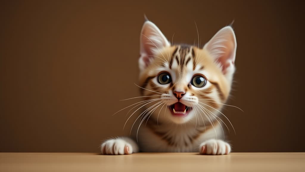  adorable feline with a hungry look perched with anticipation with open copy space image