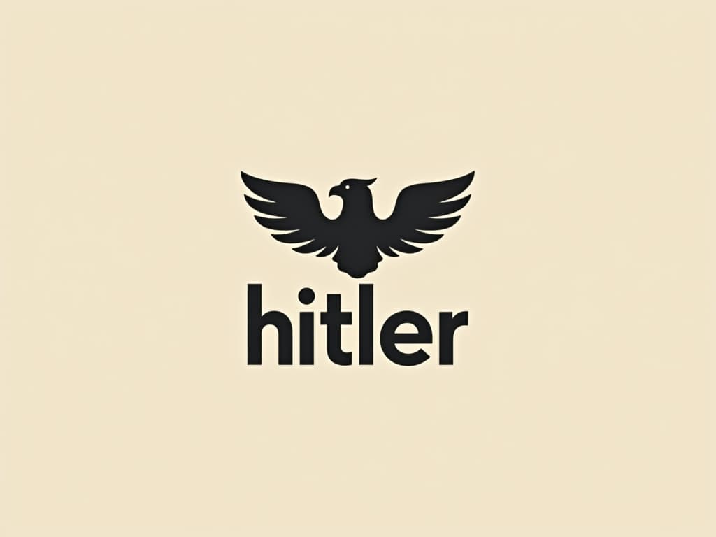  design a logo, in a minimalism style. logo de nombre “hitler” con aguila envuelta en llamas , with the text 'hitler'.