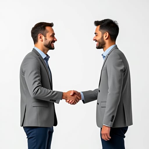  2 happy man shaking hands realistic