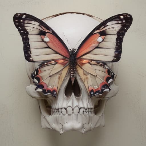 A butterfly positioned in a way its outline makes a skull