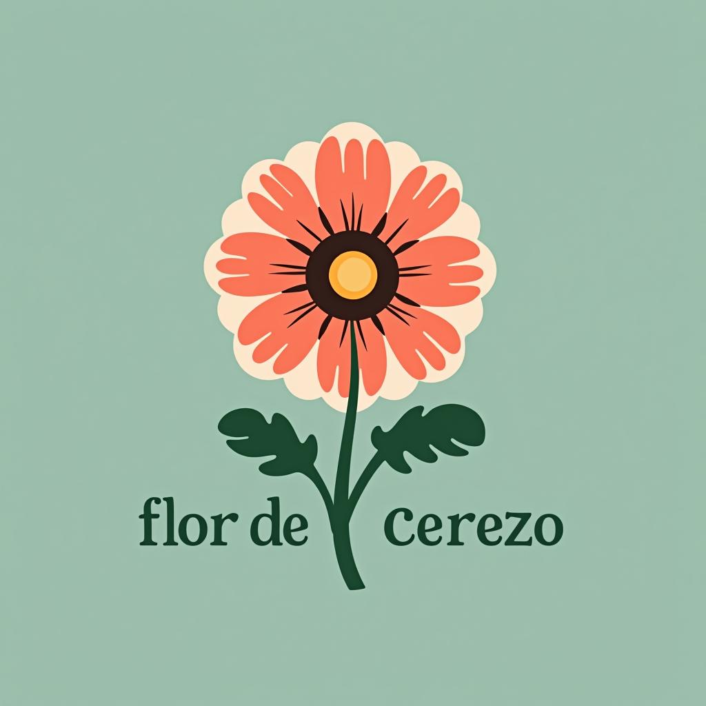  design a logo, una flor de cerezo sería la idea medio vintage , with the text 'flor de cerezo '.