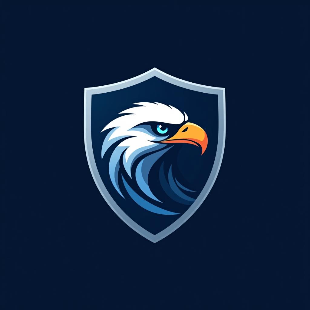  design a logo, create an emblem logo using an eagle’s eye and a shield, emphasizing the company’s focus on vigilance and protection., with the text 'blue devil '.