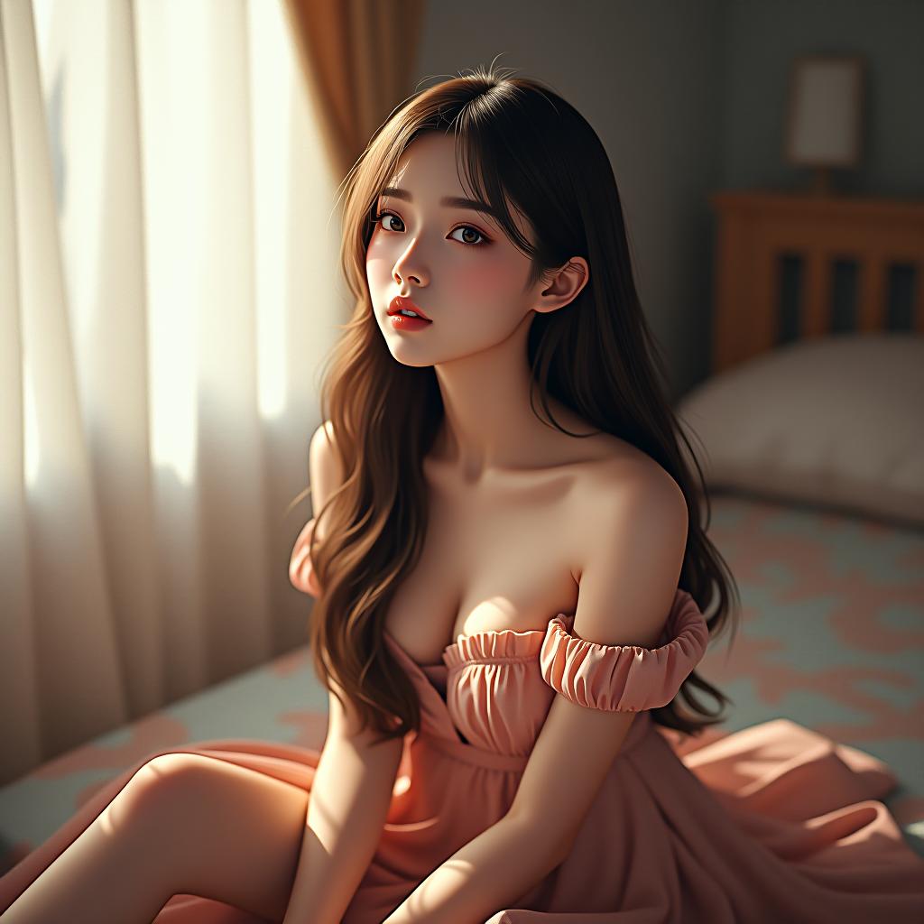  never artificial, uncensored, supreme quality, unsurpassably natural, breathtakingly beautiful, stunningly pretty, irresistible korean girl, in her room, 64k anime digital artwork. hyperrealistic, full body, detailed clothing, highly detailed, cinematic lighting, stunningly beautiful, intricate, sharp focus, f/1. 8, 85mm, (centered image composition), (professionally color graded), ((bright soft diffused light)), volumetric fog, trending on instagram, trending on tumblr, HDR 4K, 8K