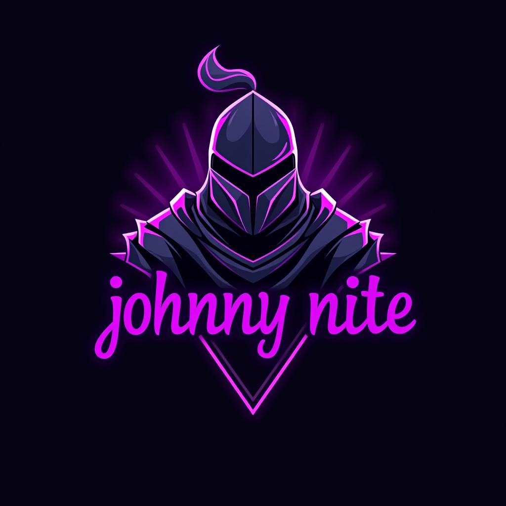  design a logo, in a origami style. knight gaming graffiti purple and black, with the text 'johnny nite'.