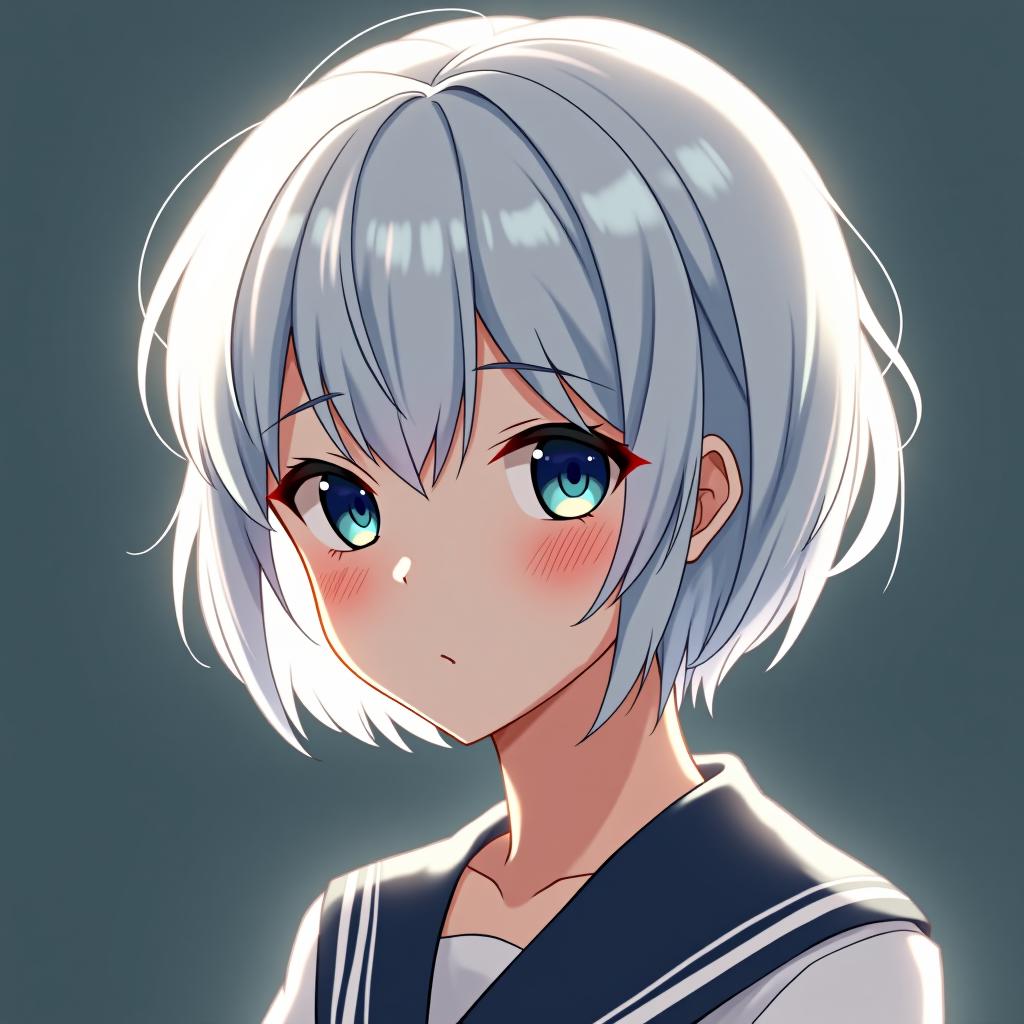  a anime girl with white short hair